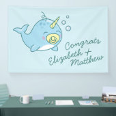 Schattige Narwhal Baby shower Kawaii Spandoek (Beurs)