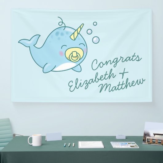 Schattige Narwhal Baby shower Kawaii Spandoek (Beurs)