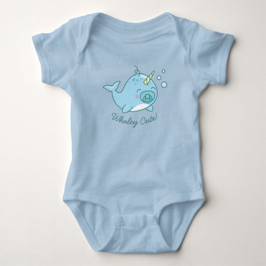 Schattige Narwhal Baby shower Kawaii Whaley Blue B Romper (Voorkant)