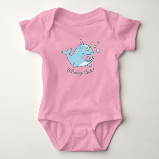 Schattige Narwhal Baby shower Kawaii Whaley Pink G Romper (Voorkant)