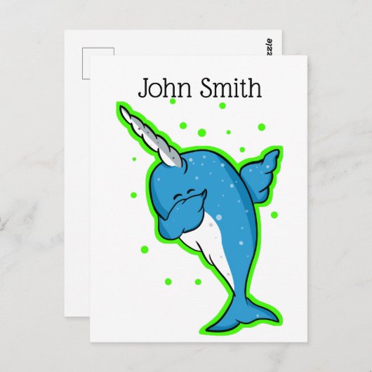 Schattige Narwhal Dabbing Briefkaart (Voorkant / Achterkant)
