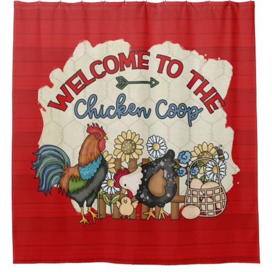 schattige nationale kippenhok welkom douchegordijn (Voorkant)