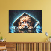 Schattige natte puppy onder schuilkelder canvas afdruk (Insitu (Woonkamer))