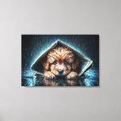 Schattige natte puppy onder schuilkelder canvas afdruk (Voorkant)