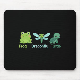 Schattige Natuur Frog Dragonfly Turtle Design Muismat