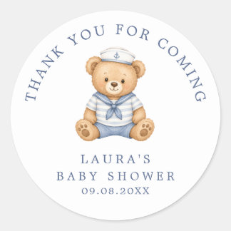 Schattige Nautilus Teddybeer Baby Borrel Bedankt Ronde Sticker