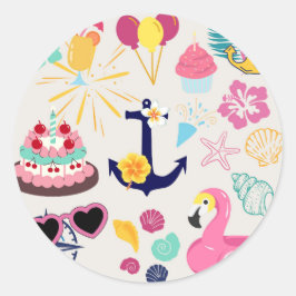 Schattige Nautilus Verjaardag Ronde Sticker
