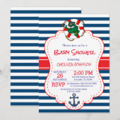 Schattige nautisch alligator Baby shower Kaart (Voorkant / Achterkant)