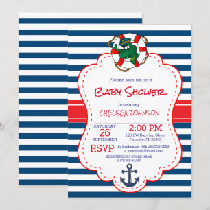 Schattige nautisch alligator Baby shower Kaart