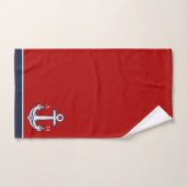 Schattige Nautisch Anker Badkamer Rood Wit Navy Bl Bad Handdoek (Handdoek)
