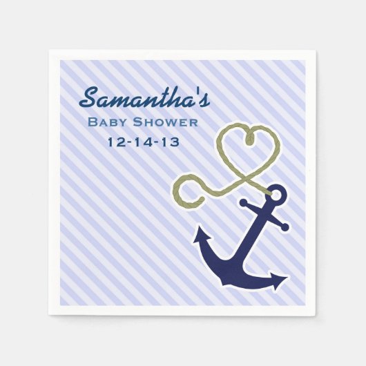 Schattige Nautisch Anker Boy Baby shower Custom Servet (Voorkant)