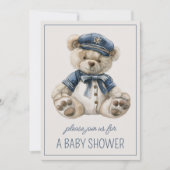 Schattige nautisch blauw Baby Beer gepersonaliseer Kaart (Voorkant)