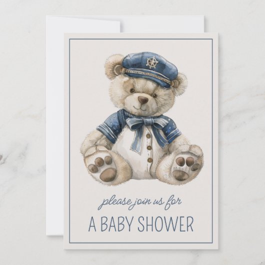 Schattige nautisch blauw Baby Beer gepersonaliseer Kaart (Voorkant)