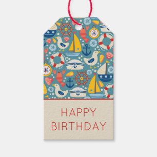 Schattige nautisch marine Zee leven Happy Birthday Cadeaulabel