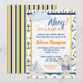 Schattige nautisch thema jongen baby shower kaart (Voorkant / Achterkant)