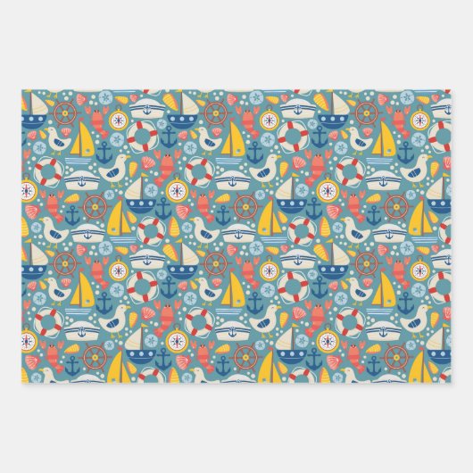 Schattige nautisch Zee Inpakpapier Vel (Voorkant 2)