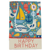 Schattige nautisch Zee leven gepersonaliseerd Medium Cadeauzakje (Voorkant)