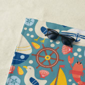 Schattige nautisch Zee leven gepersonaliseerd Strandlaken (In situ)