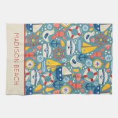 Schattige nautisch Zee leven gepersonaliseerd Theedoek (Horizontaal)