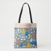 Schattige nautisch Zee leven gepersonaliseerd Tote Bag (Voorkant)