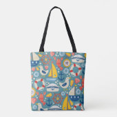 Schattige nautisch Zee leven gepersonaliseerd Tote Bag (Achterkant)