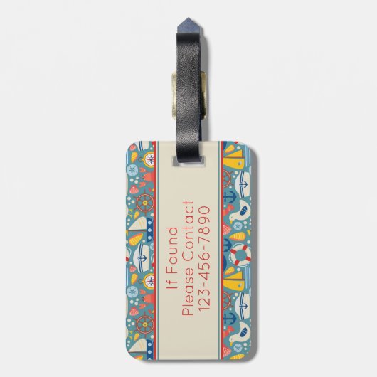 Schattige nautisch Zee levensmonogram Bagagelabel (Achterkant verticaal)