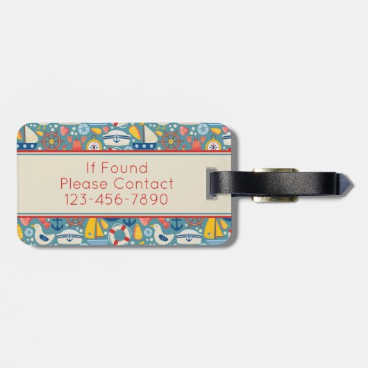 Schattige nautisch Zee levensmonogram Bagagelabel (Achterkant horizontaal)