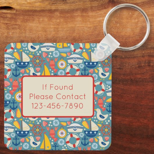 Schattige nautisch Zee levensmonogram Sleutelhanger (Achterkant)