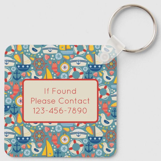 Schattige nautisch Zee levensmonogram Sleutelhanger (Achterkant)