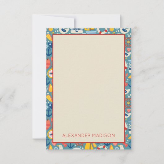 Schattige nautisch Zee Notitiekaartje (Voorkant)