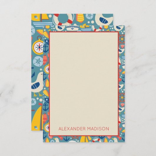 Schattige nautisch Zee Notitiekaartje (Voorkant / Achterkant)