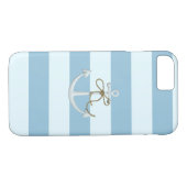 Schattige Nautische verankering op lichtblauwe str Case-Mate iPhone Case (Achterkant (Horizontaal))