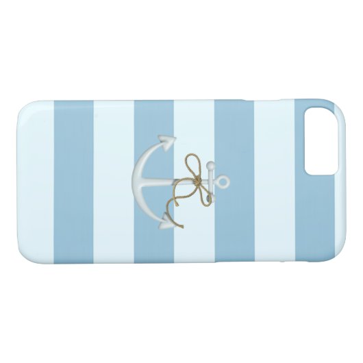 Schattige Nautische verankering op lichtblauwe str Case-Mate iPhone Case (Achterkant (Horizontaal))