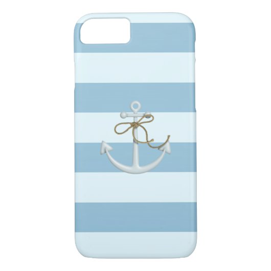 Schattige Nautische verankering op lichtblauwe str Case-Mate iPhone Case (Achterkant)