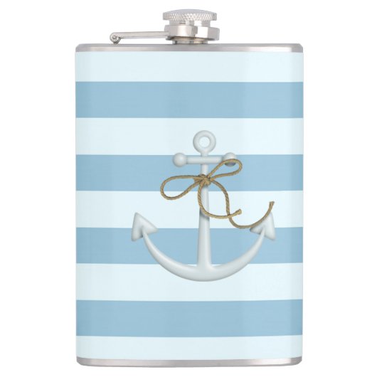 Schattige Nautische verankering op lichtblauwe str Heupfles (Voorkant)