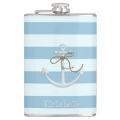 Schattige Nautische verankering op lichtblauwe str Heupfles (Voorkant)