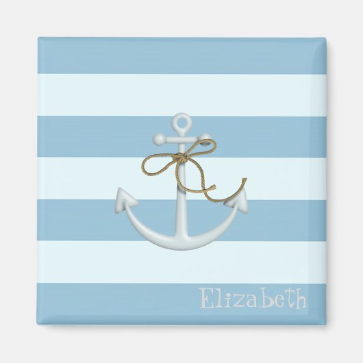 Schattige Nautische verankering op lichtblauwe str Magneet (Voorkant)