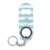 Schattige Nautische verankering op lichtblauwe str Sleutelhanger Flessenopener (Voorkant)