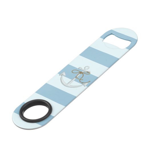 Schattige Nautische verankering op lichtblauwe str Speed Flessenopener (Voorkant Gekanteld)