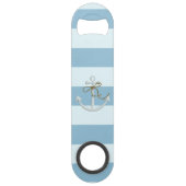 Schattige Nautische verankering op lichtblauwe str Speed Flessenopener (Achterkant)