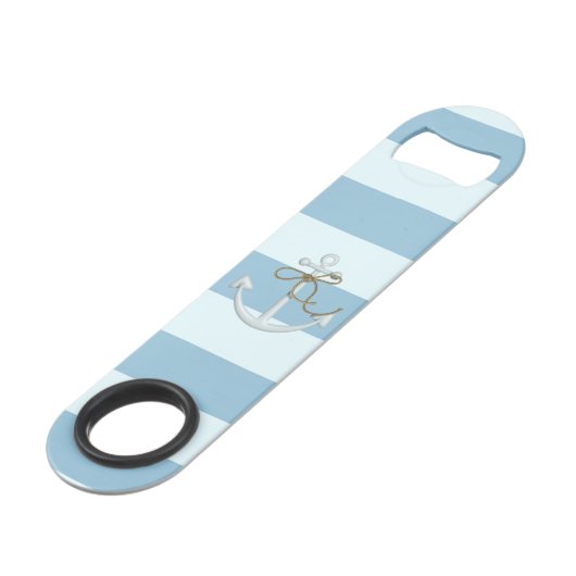 Schattige Nautische verankering op lichtblauwe str Speed Flessenopener (Achterkant Gekanteld)