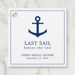Schattige Navy Blauwe Anker Zeilsymbool Bruidsdine Bedankjes Labels
