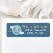 Schattige Navy Blue Moon Retouradres Etiket (Insitu)