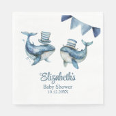 Schattige Navy Nautical Whales Baby shower Servet (Voorkant)