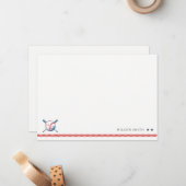 Schattige Navy Rode Honkbal Kids Foto Verjaardag Notitiekaartje (Voorkant / Achterkant in situ)