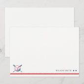 Schattige Navy Rode Honkbal Kids Foto Verjaardag Notitiekaartje (Voorkant / Achterkant)