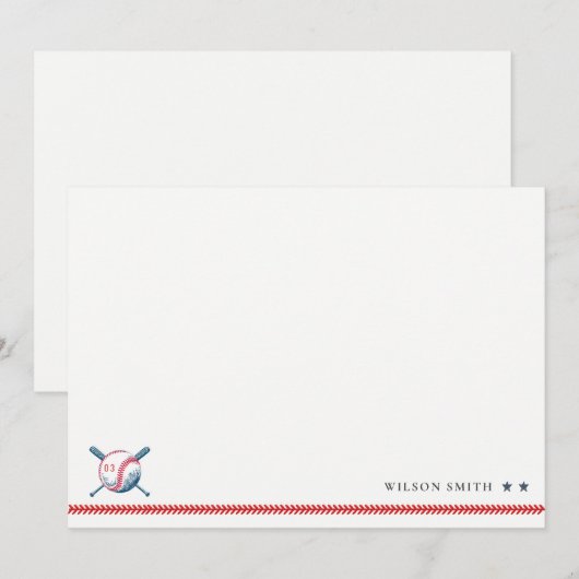 Schattige Navy Rode Honkbal Kids Foto Verjaardag Notitiekaartje (Voorkant / Achterkant)