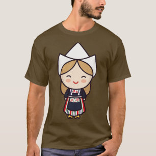 Schattige Nederlands Meisje in Traditionele Kledin T-shirt