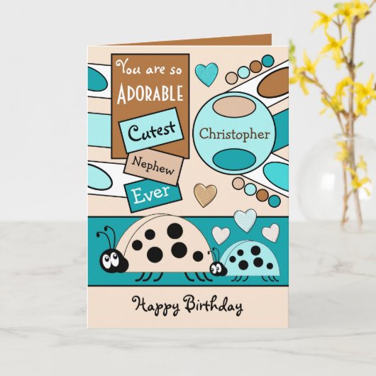 Schattige neef ladybugs speciale jongen blauw kaart (Gele Bloem)