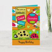 Schattige neef ladybugs speciale jongen rood blauw kaart (Voorkant)